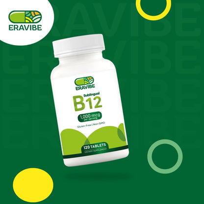 Suplemento vitamin B12 sin gluten sin azúcar ERAVIBE 120 tabletas
