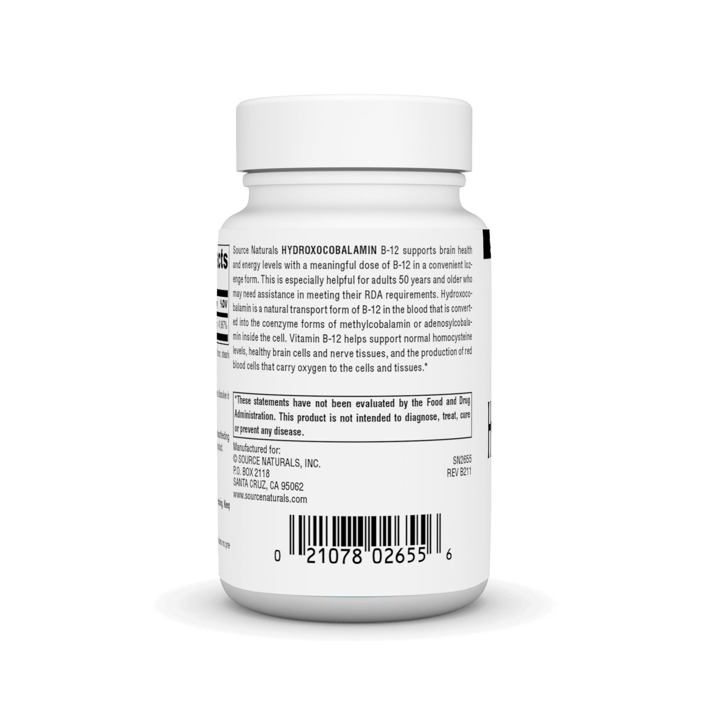 Suplemento de Vitamina B-12 sin gluten ni lácteos