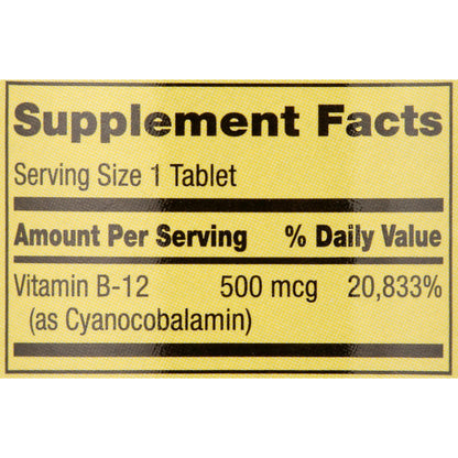 Suplemento Vitamina B12 Spring Valley paquete 100 tabletas