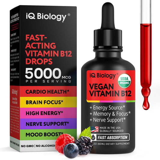 Suplemento vitamina B12 vegana IQ Biology 5000mcg bote 59ml