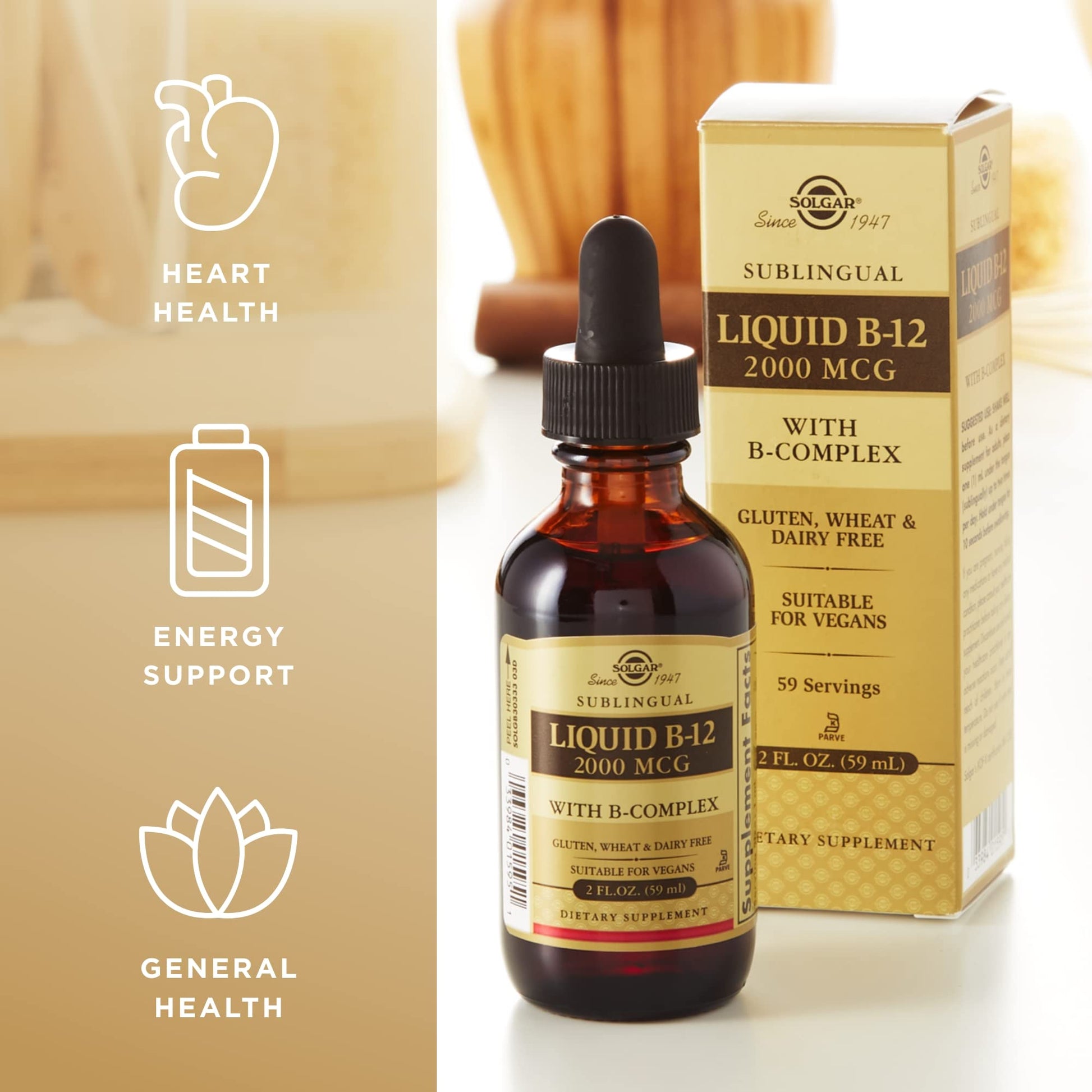 Suplemento vitamina B12 vegano sin gluten 2 frascos 2 fl oz