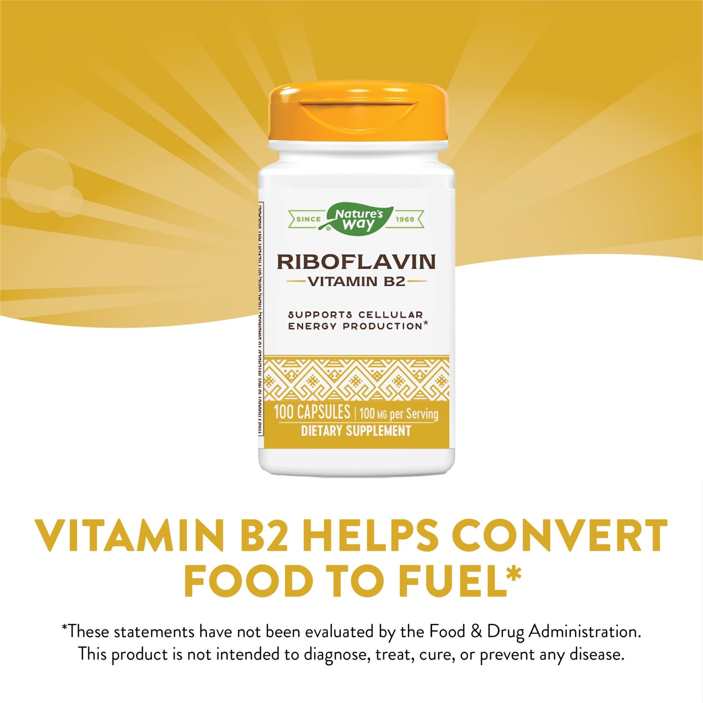 Suplemento de vitamina B2 riboflavina en cápsulas Nature's Way