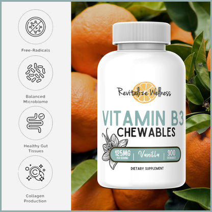 Suplemento Revitalize Wellness vitamina B3 frasco frontal