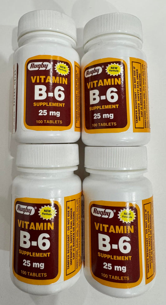Suplemento Vitamina B6 Rugby 25mg 100 tabletas