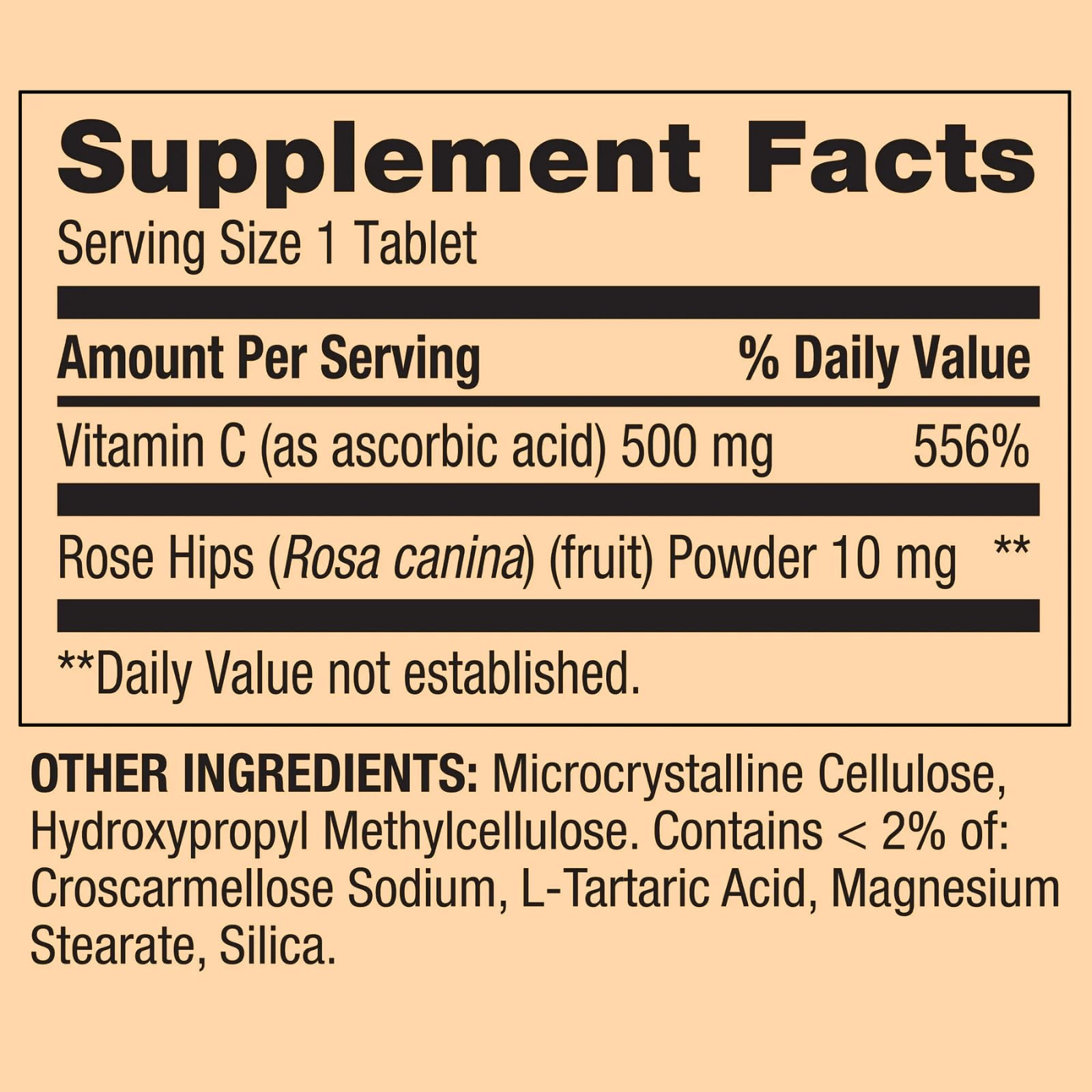 Suplemento vitamina c 500 mg Spring Valley con rosa mosqueta