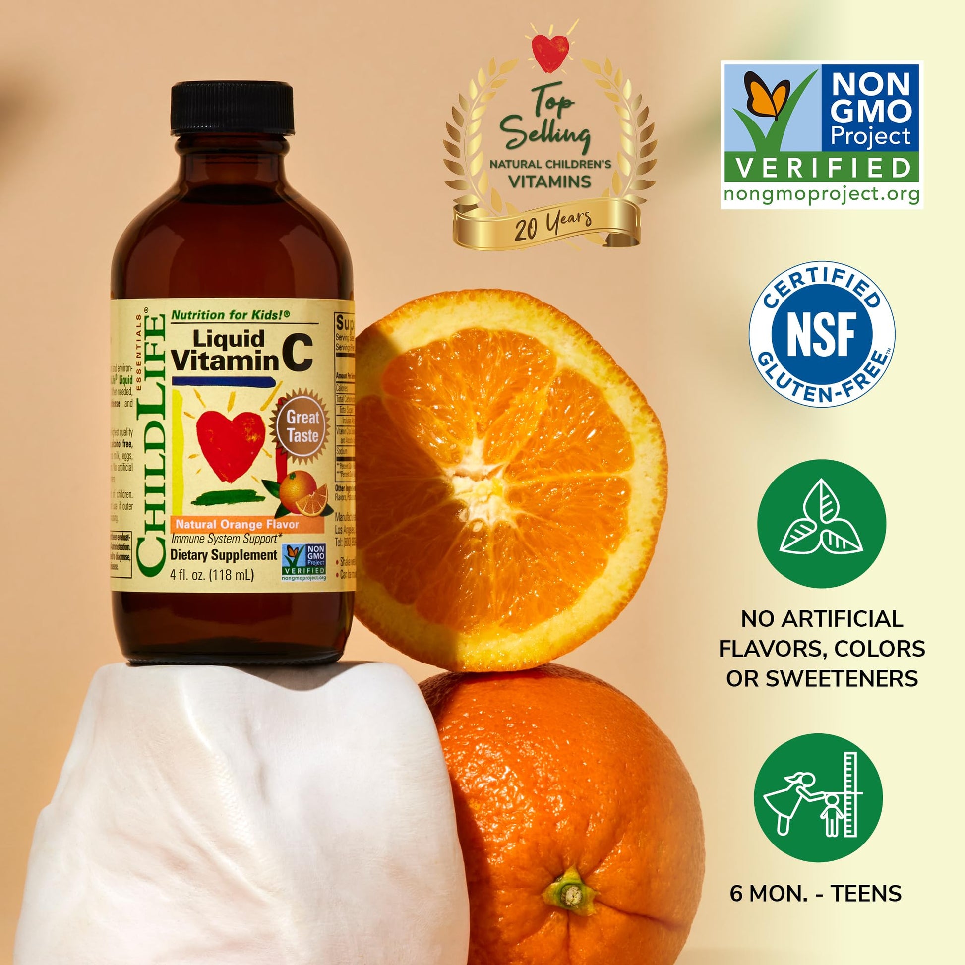 Suplemento vitamina C líquida ChildLife para niños sin alérgenos
