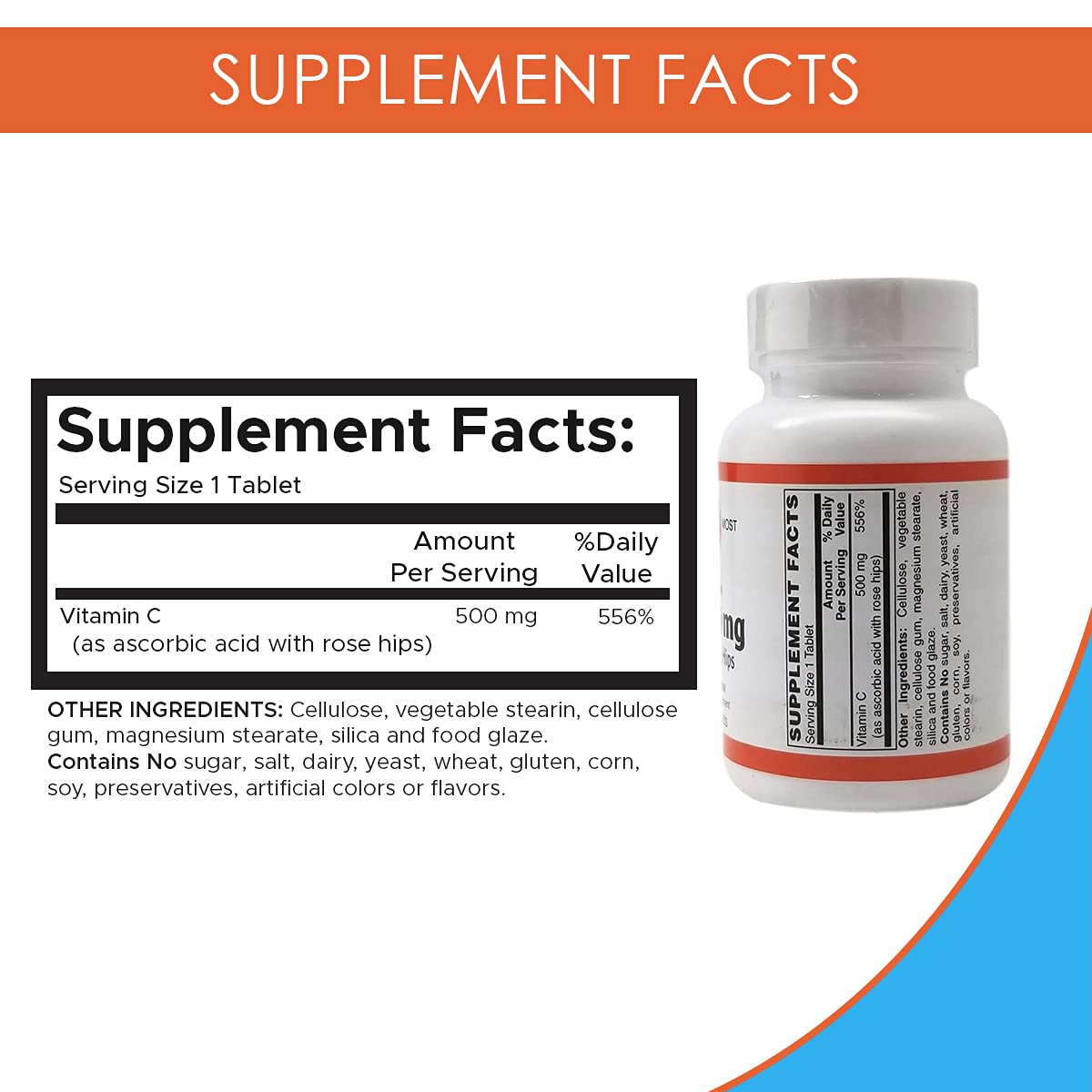 Suplemento vitamina c escaramujo Holistic Health frasco