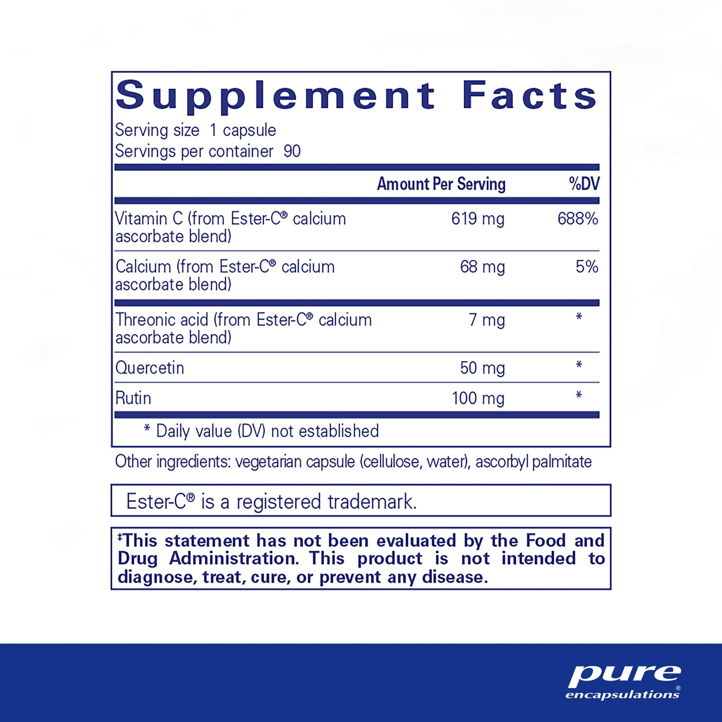 Suplemento vitamina c ester-c Pure Encapsulations caja