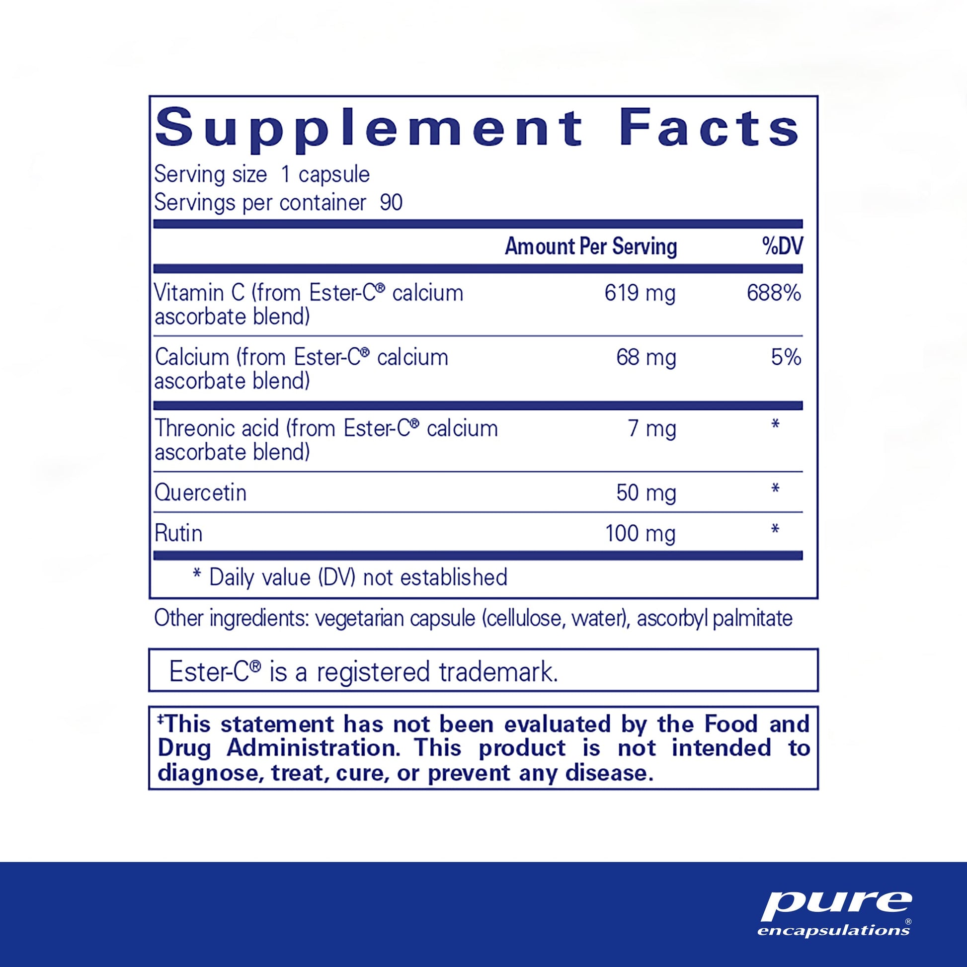 Suplemento vitamina c ester-c Pure Encapsulations caja