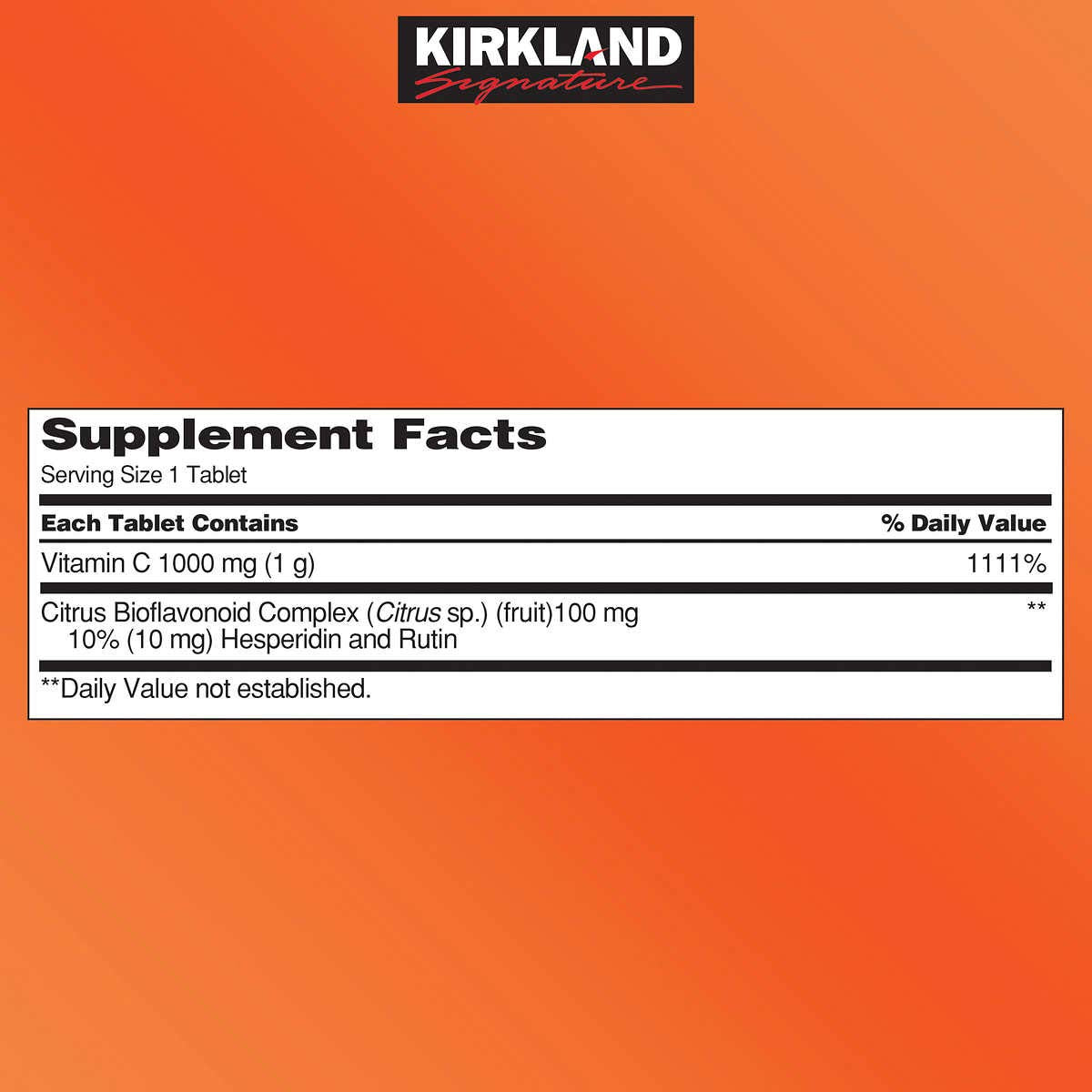 Suplemento Vitamina C Kirkland Signature antioxidante 1000 mg tabletas