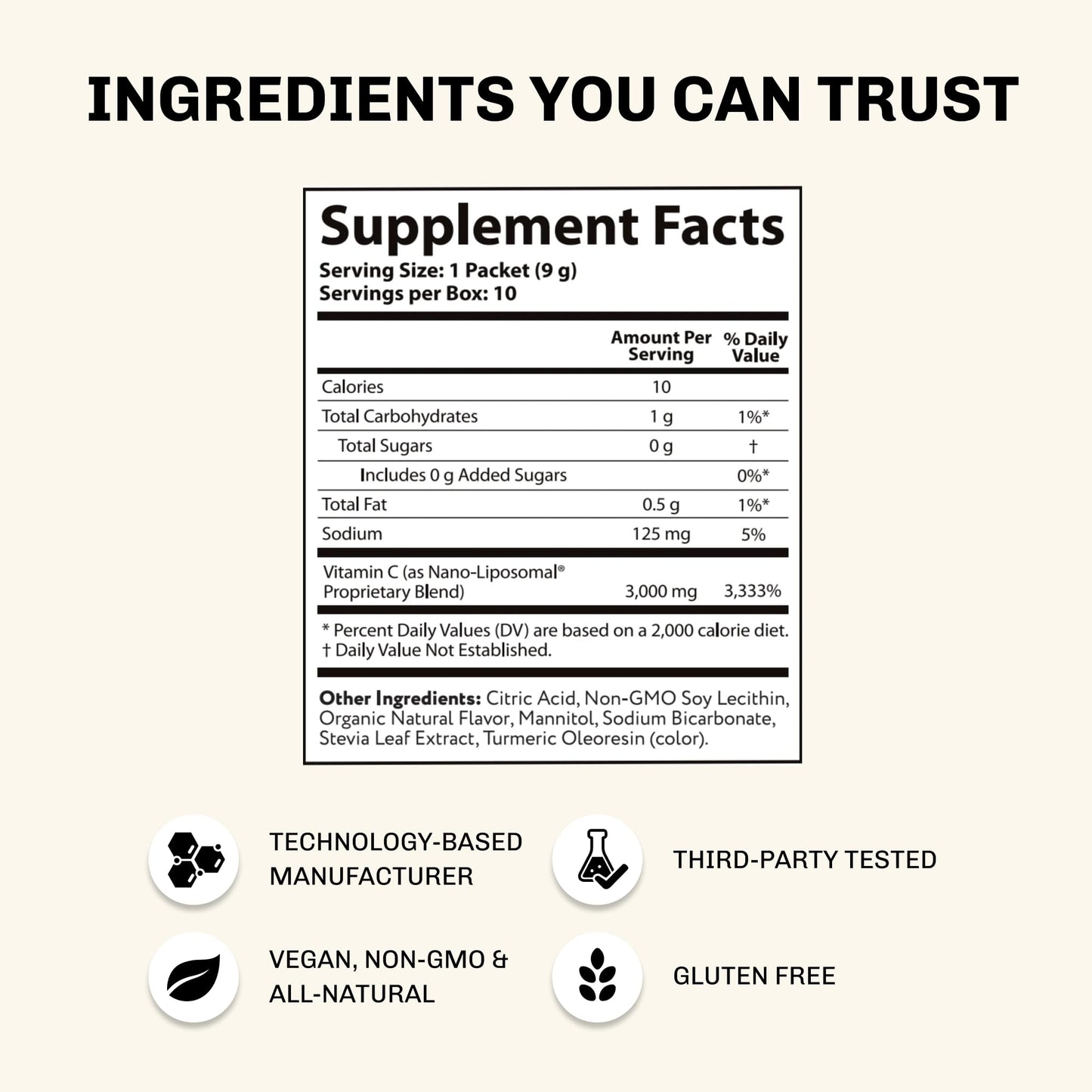 Suplemento vitamina C liposomal Aurora Nutrascience sobres prácticos
