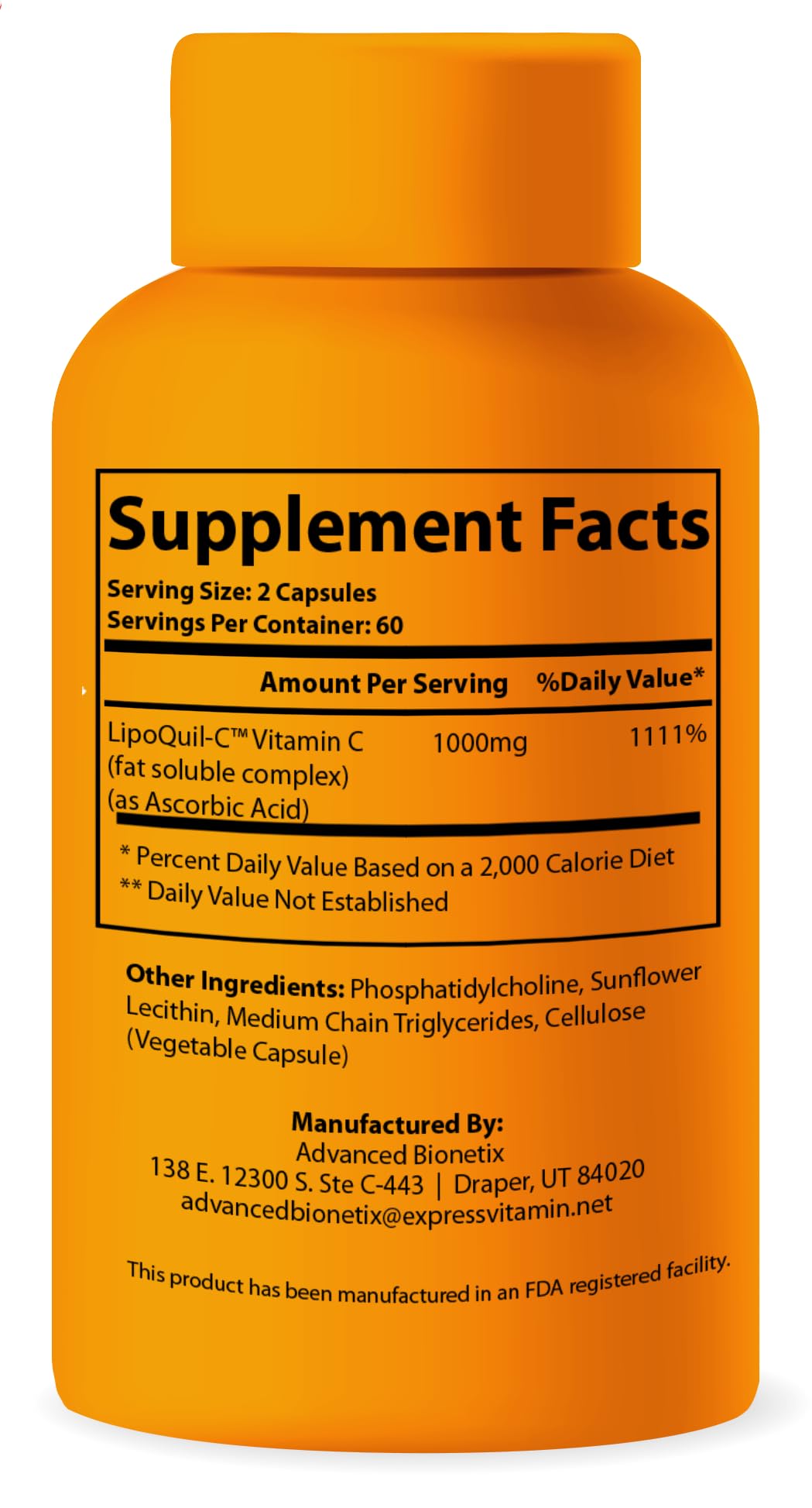Suplemento vitamina c liposomal Advanced Bionetix paquete