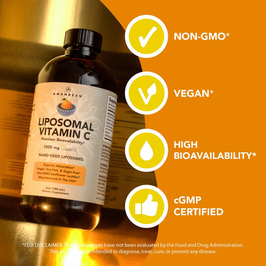 Suplemento líquido vitamina C liposomal para salud inmune