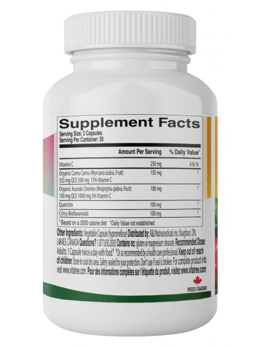 Suplemento orgánico de vitamina C Vitatree con Acerola y Camu Camu