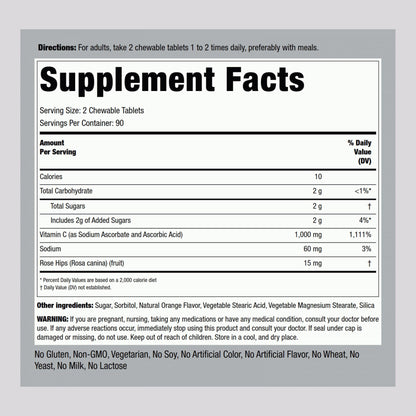 Suplemento vitamina c Piping Rock 1000mg sin gluten ni GMO
