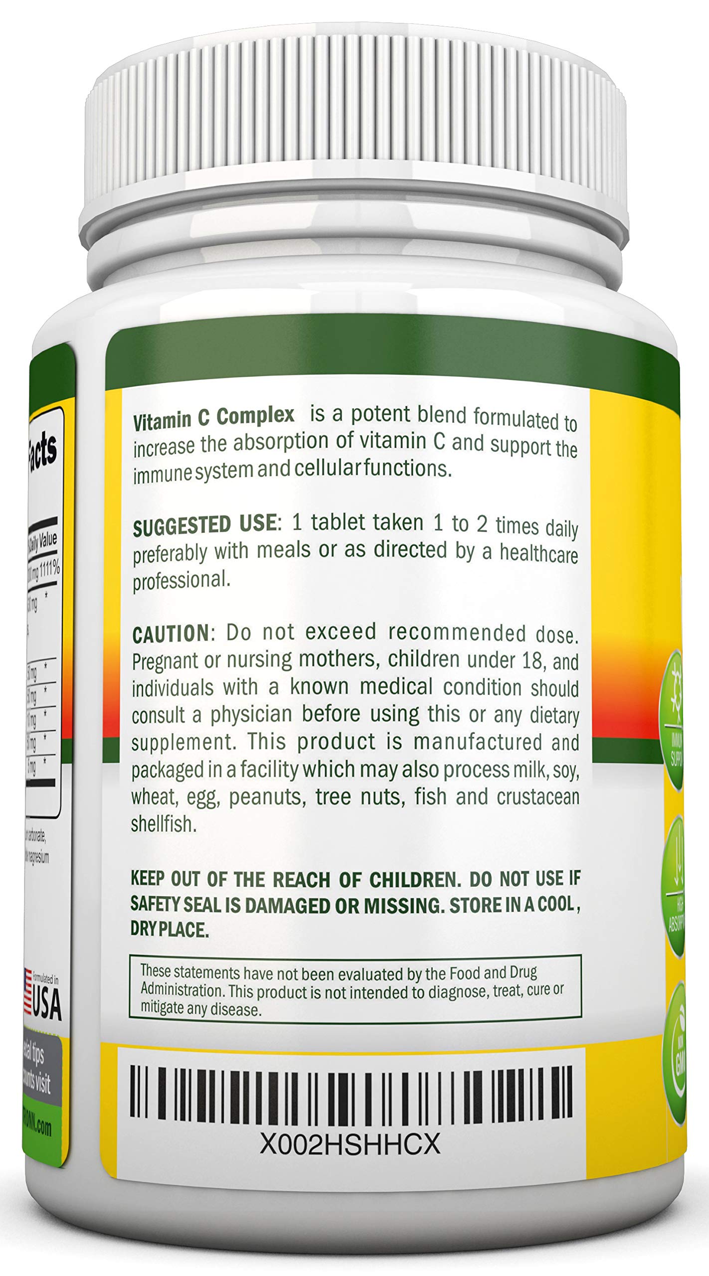Suplemento de vitamina C avanzada con quercetina y escaramujo