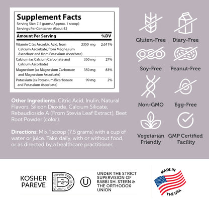Suplemento vitamina C Zahler 11 oz sin gluten ni soya