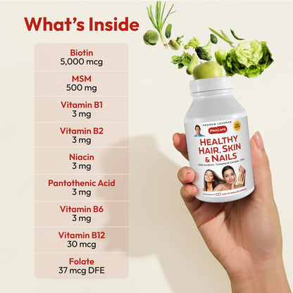Suplemento vitamina complejo b y msm para uñas fuertes y cabello sano