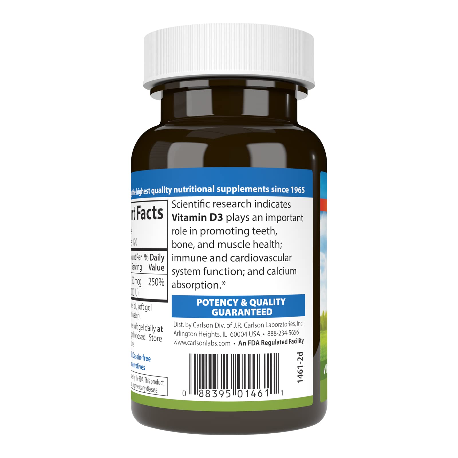 Suplemento vitamina D 2000 UI Carlson para huesos saludables