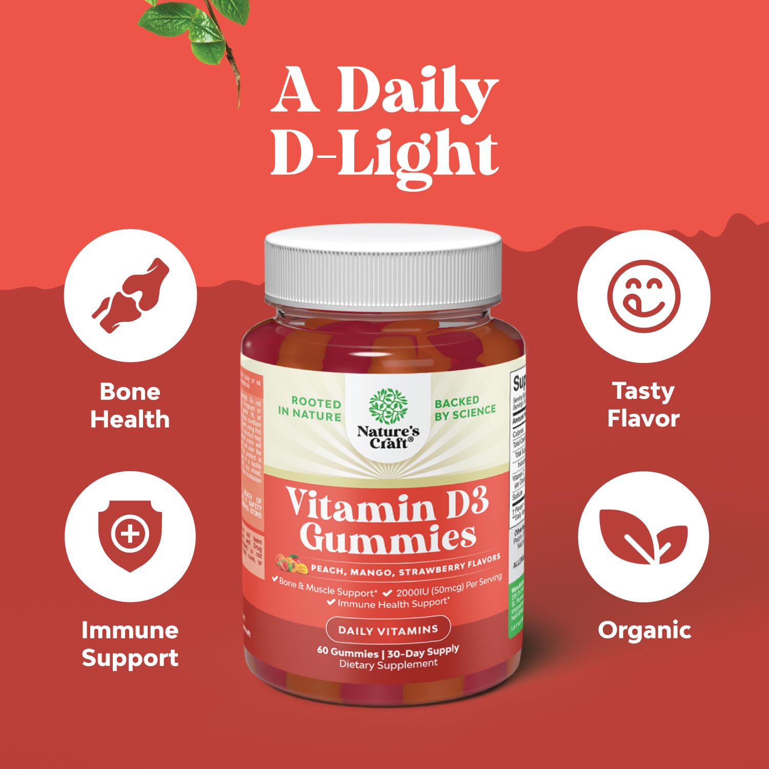 Suplemento de vitamina D y arándano para hombres y mujeres