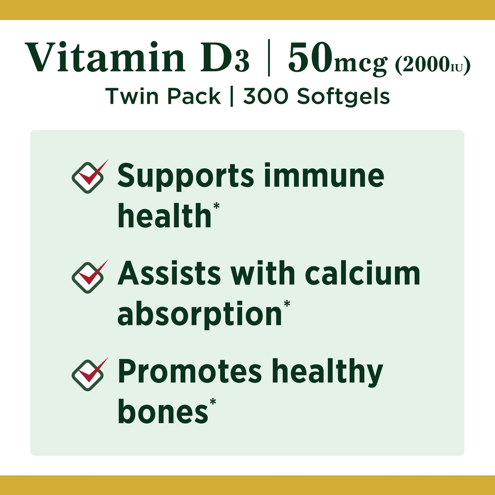 Suplemento vitamina D3 2000IU Nature's Bounty paquete de 2