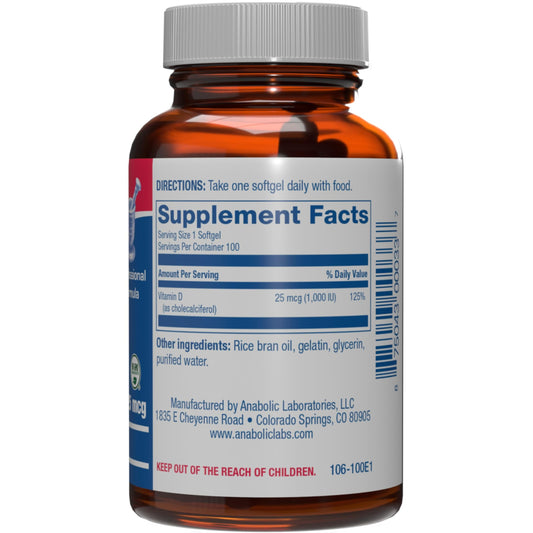Suplemento vitamina d3 con 25 mcg para adultos