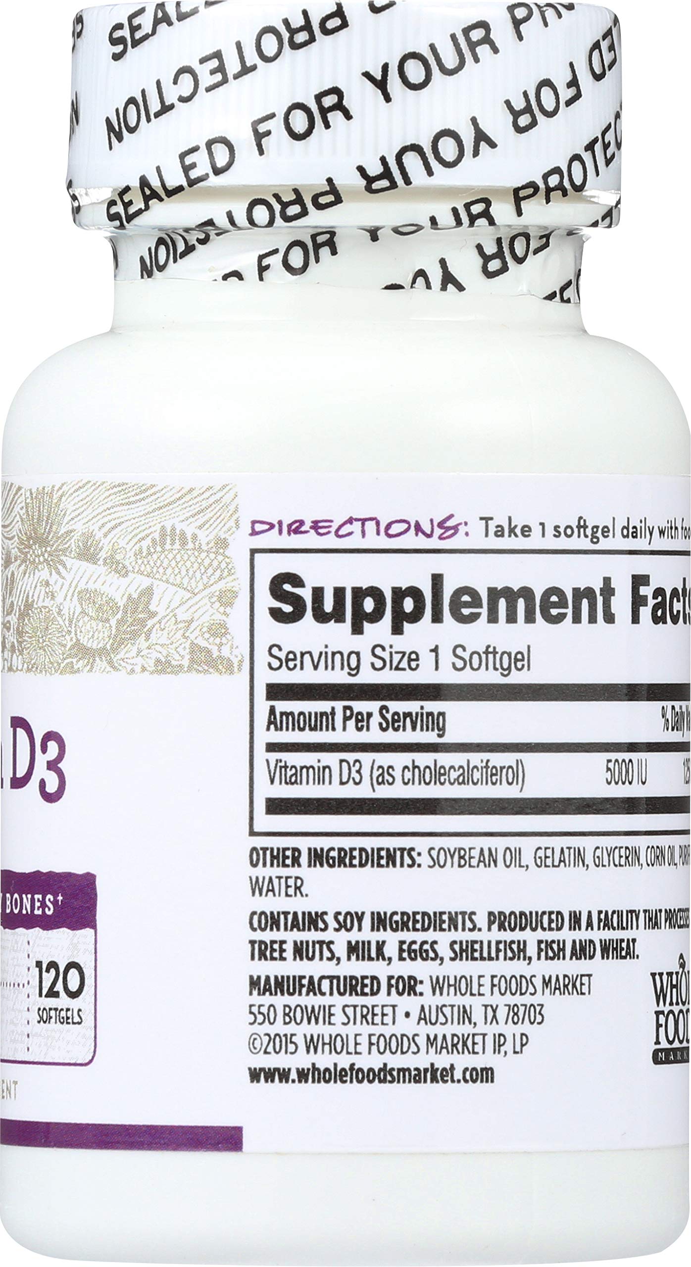 Suplemento vitamina d3 5000 iu 365 Everyday Value