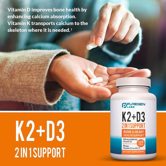 Suplemento vitamina d3 5000 iu y k2 mk7 para huesos y corazón