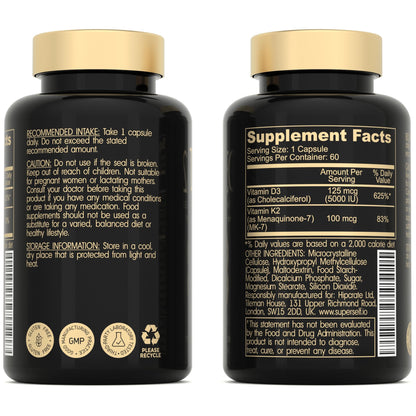 Suplemento de vitamina D3 5000 UI y K2 MK7 USA