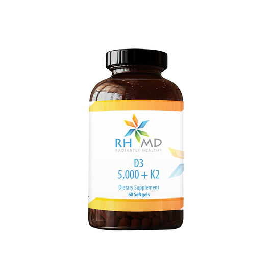 Suplemento vitamina d3 5000 ui k2 cápsulas radiantly healthy