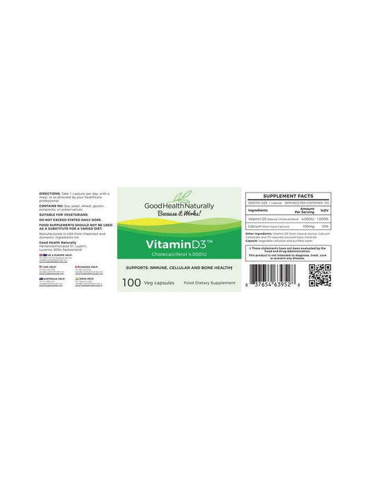 Suplemento de vitamina D3 con calcio de coral para función muscular