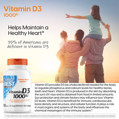 Suplemento Vitamina D3 Doctor's BEST presentación cápsulas gel suaves