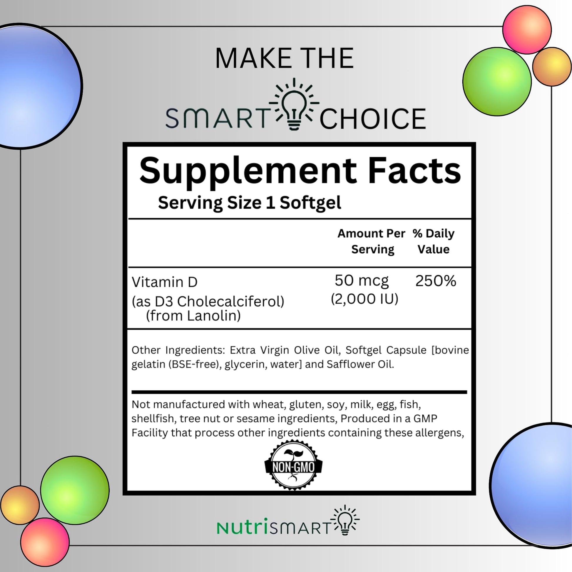 Suplemento de vitamina D3 fabricado en EE.UU. con garantía GMP