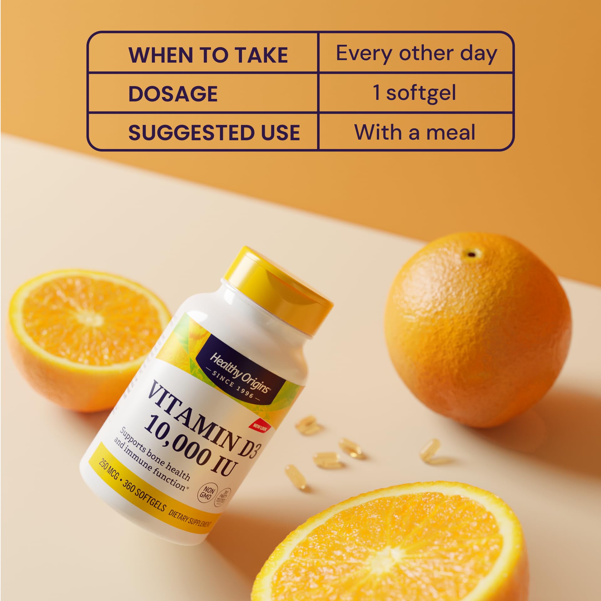 Suplemento vitamina D3 Healthy Origins para salud ósea e inmune