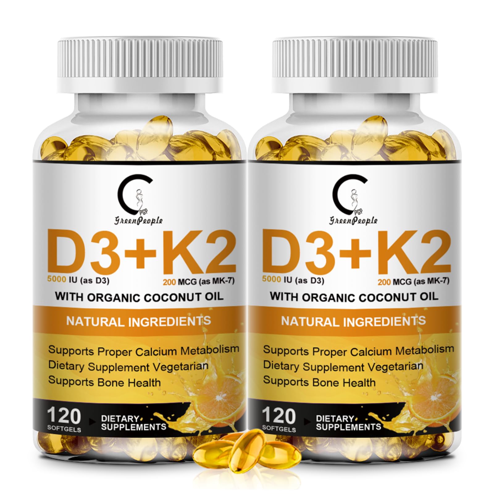 Suplemento vitamina d3 k2 120 capsulas vegano natural