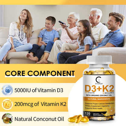 Suplemento de vitamina d3 k2 con aceite de coco natural