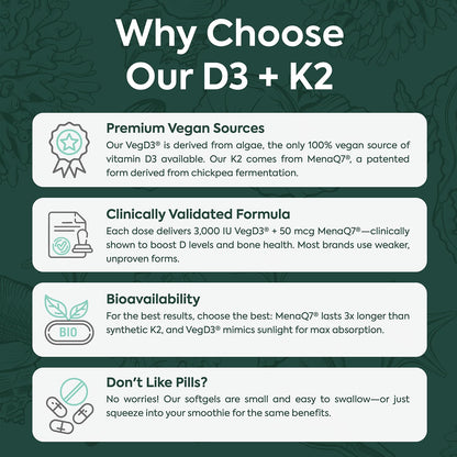 Suplemento de vitamina D3 K2 con alta calidad y pureza