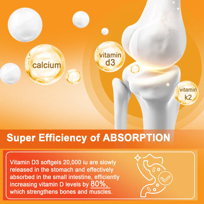 Suplemento de vitamina D3 y K2 con alta potencia para huesos saludables