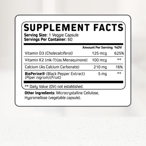 Suplemento vitamina d3 k2 calcio orgaboom para salud ósea y cardiaca