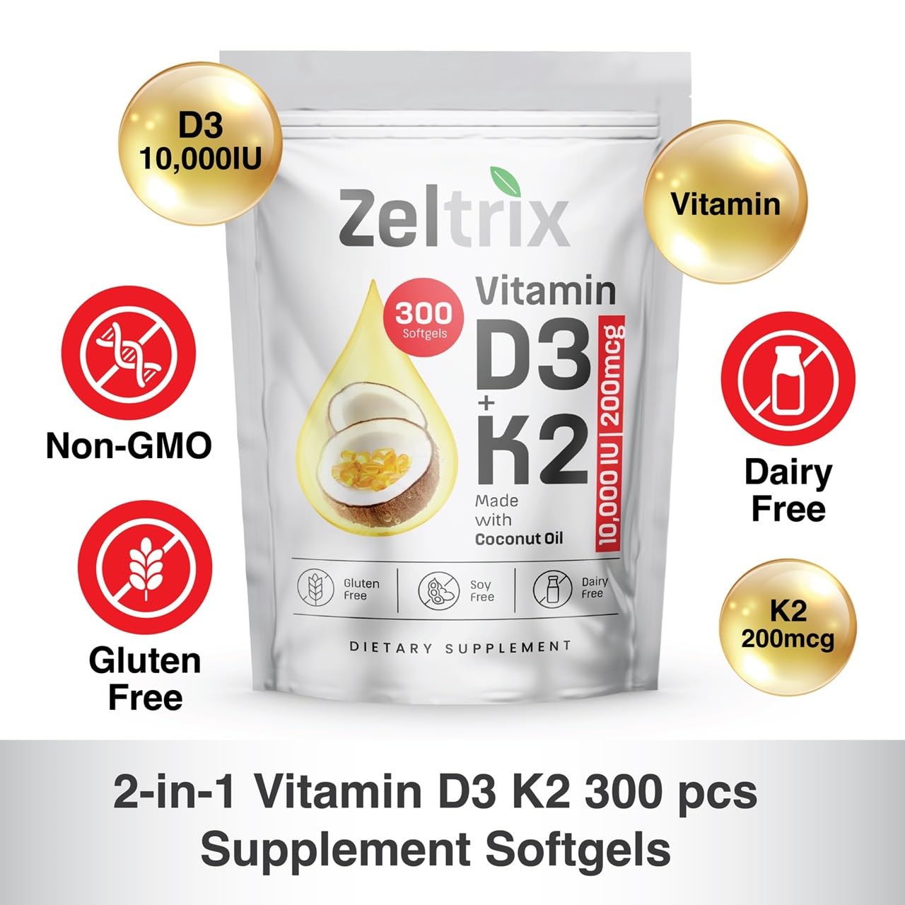 Suplemento vitamina D3 K2 cápsulas blandas con alta absorción