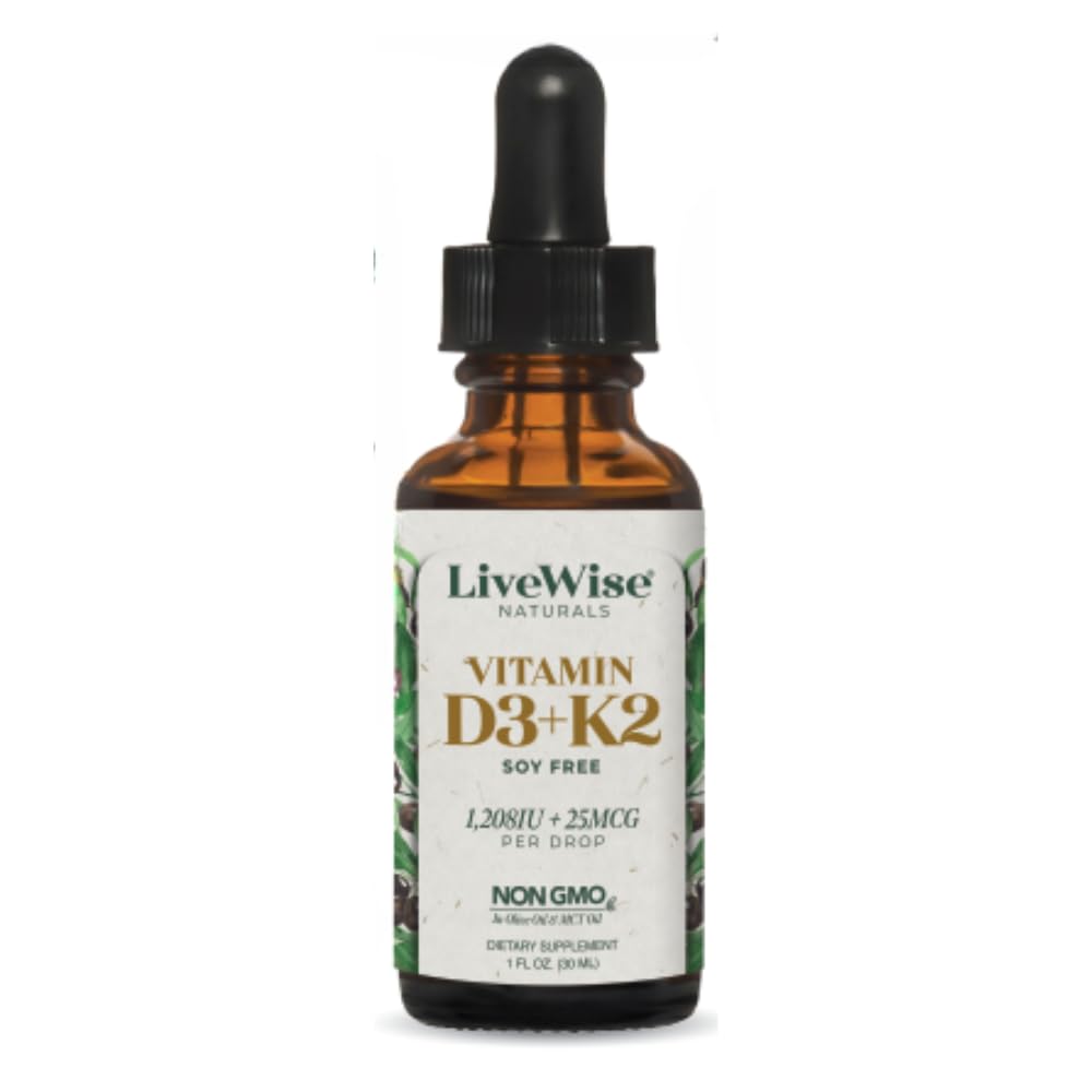 Suplemento vitamina D3 y K2 gotas Live Wise Naturals
