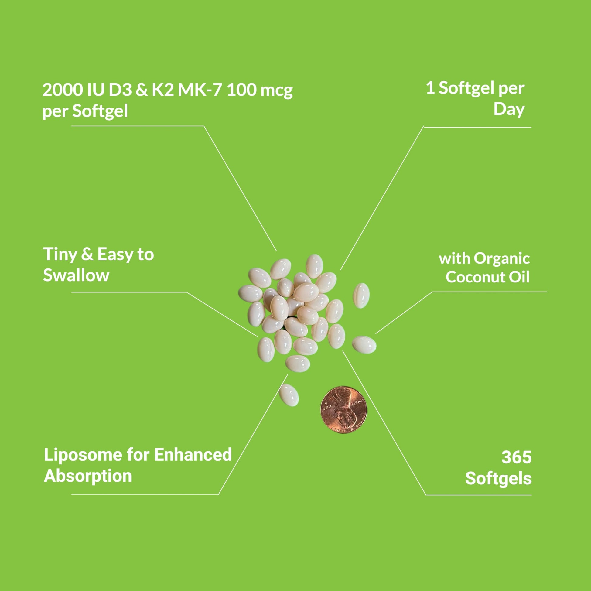 Suplemento vitamina D3 K2 liposomal para salud ósea