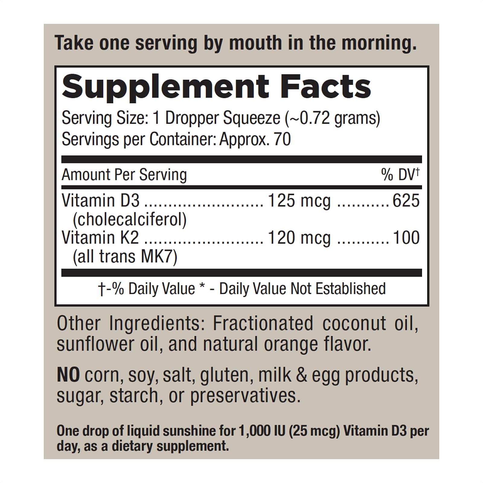 Suplemento vitamina d3+k2 Mt Angel envase líquido