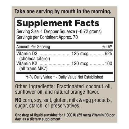 Suplemento vitamina d3+k2 Mt Angel envase líquido