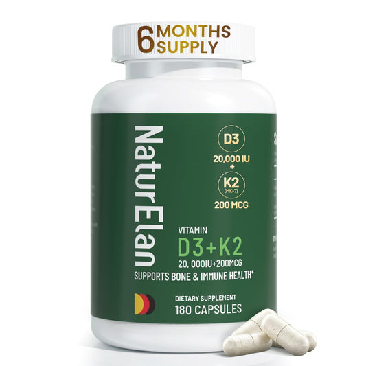 Frasco de suplemento de Vitamina D3 K2 NaturElan