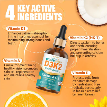 Suplemento para huesos y músculos con vitamina D3 5000 IU y K2