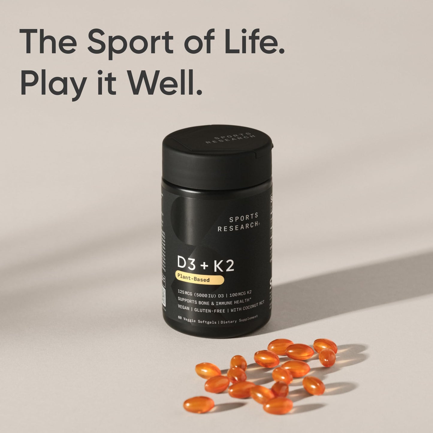 Suplemento vitamina D3 K2 vegana certificado sin gluten ni soya
