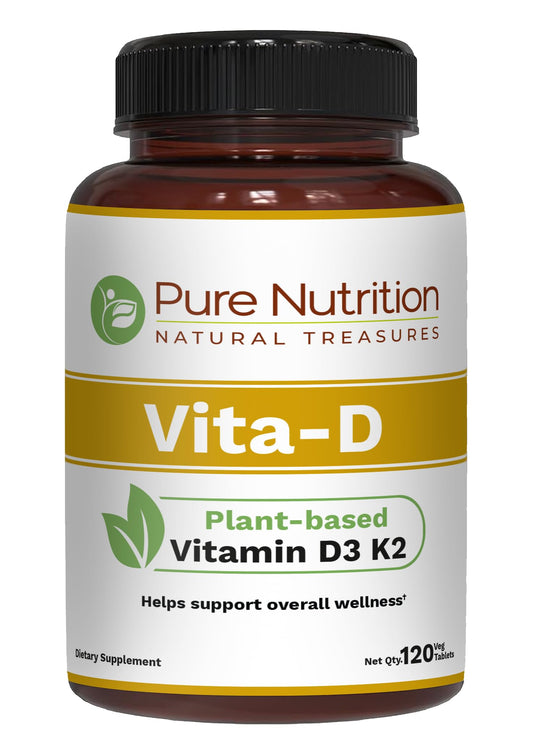 Suplemento vitamina D3 K2 vegano 120 tabletas Pure Nutrition