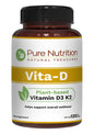 Suplemento vitamina D3 K2 vegano 120 tabletas Pure Nutrition