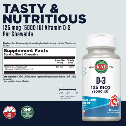 Suplemento de vitamina d3 kal 5000 iu sabor menta